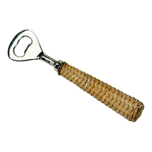 Vintage Wrapped Rattan and Stainless Steel Bottle Opener
