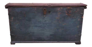 18th Century Early Americana Painted Wood Monogrammed Trunk