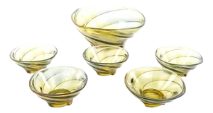 Vortex Dessert Set by J. Drost, Ząbkowice Gospodarcza Huta, Poland, 1970s, Set of 6