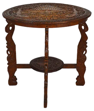 Antique Asian Indonesian Coffee Table Carved with Dragons and Peacocks