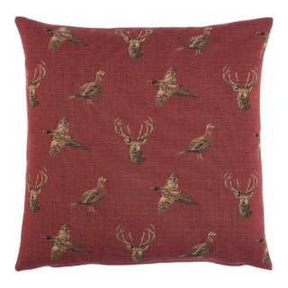 Highland Claret Tapestry Cushion With Feather Filler - 46x46cm (18"x18") For Sale