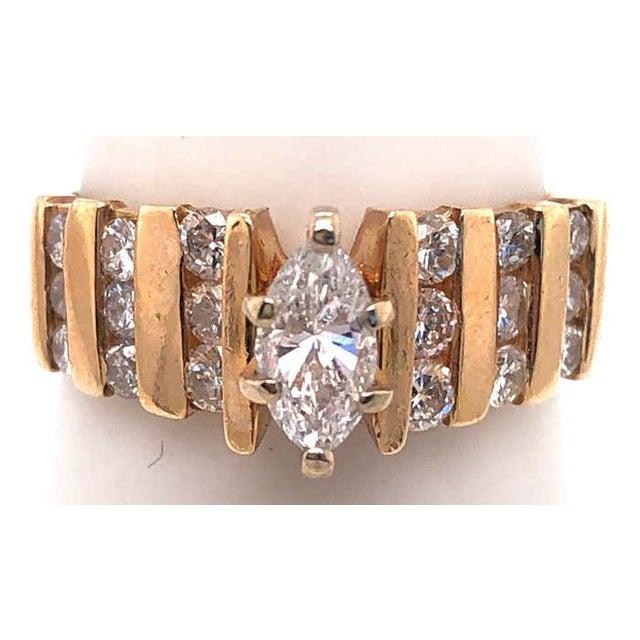 Metal 14 Karat Yellow Gold Engagement Ring 1.50 Total Diamond Weight, Size 6.75 For Sale - Image 7 of 8