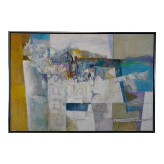 1960s Large Abstract Original Oil Painting by Alice Uhlmann Titled "Mesa Blanco" in Pastels, Framed For Sale