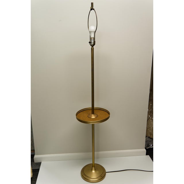 Mid Century Modern Brass Finish Floor Lamp With Built in Table For Sale In Louisville - Image 6 of 10