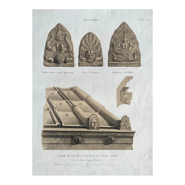 1852 Architectural Roof Ornament Chromolithograph For Sale