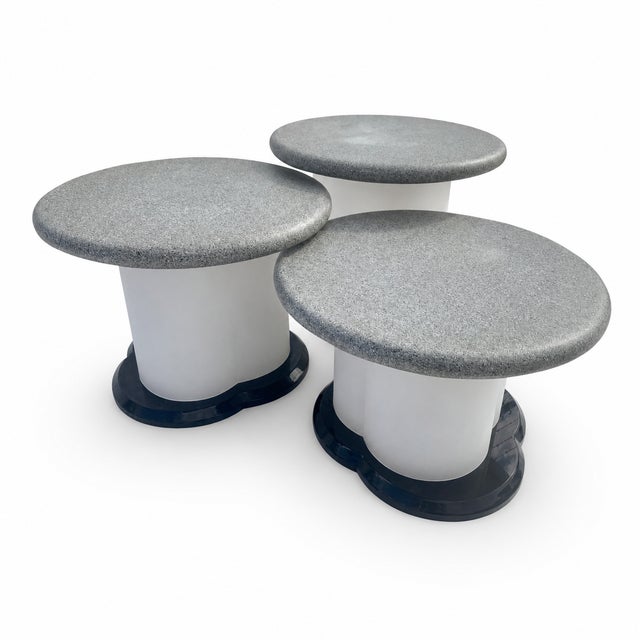 Frosted Lucite and Stone Nesting Tables - Set of 3 For Sale