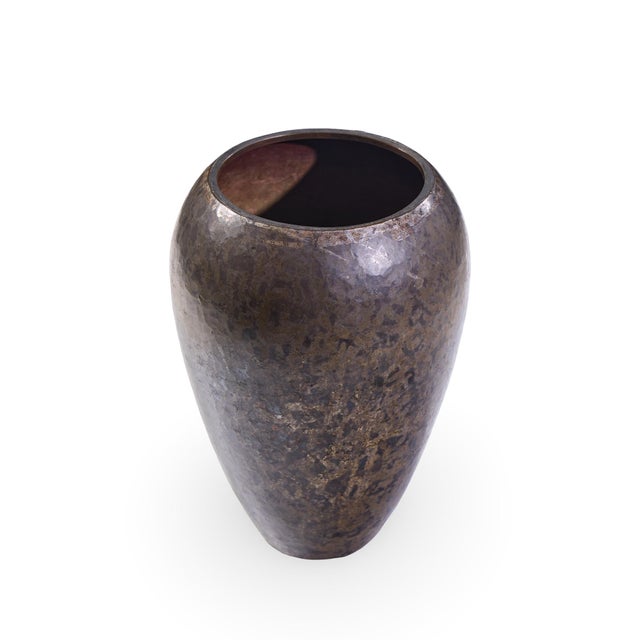 Early 20th Century Claudius Linossier Signed French Hammered Copper 9" Vase For Sale - Image 5 of 6