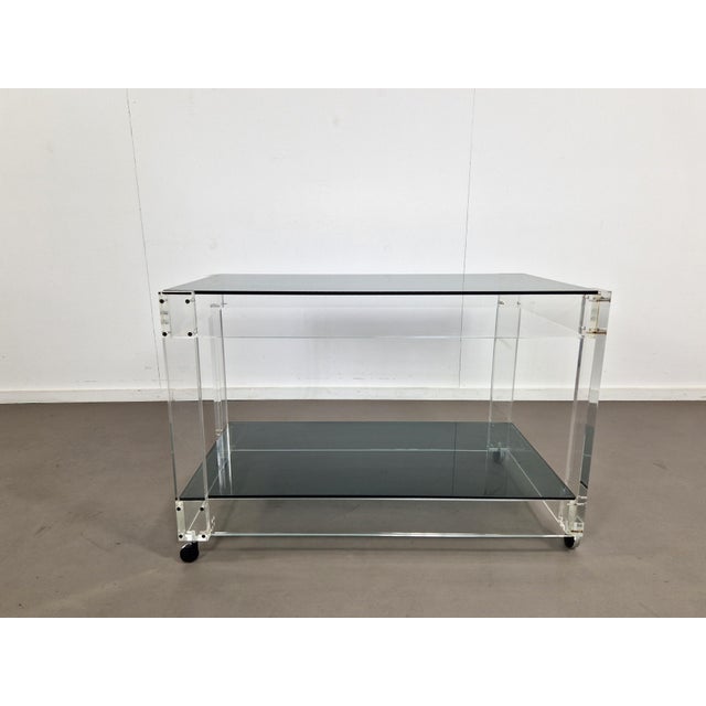 Acrylic and Smoked Glass Trolley, 1970s For Sale - Image 4 of 9