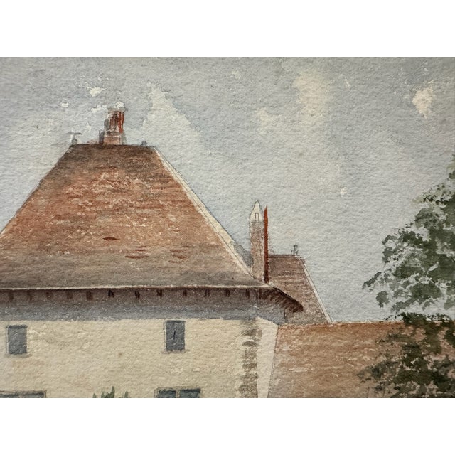 Traditional Late 19th Century Attributed to Frank Henry Mason Country House Garden Original Watercolor For Sale - Image 3 of 7