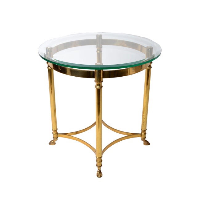 1970s Italian Brass & Glass Hoof Feet Table For Sale