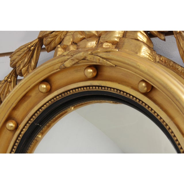 Antique Federal 18th C. Gold Gilt Convex Bullseye Wall Mirror For Sale In Philadelphia - Image 6 of 12
