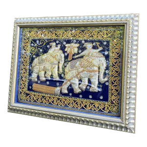 Vintage Beaded Sequin Elephant Tapestry