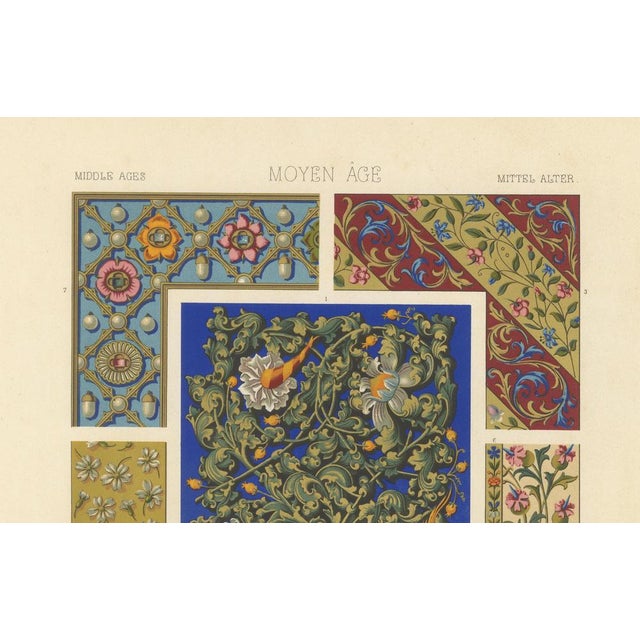 Medieval Flora and Birds Gothic Illuminated Ornament Print, 1869, Paper For Sale - Image 3 of 10