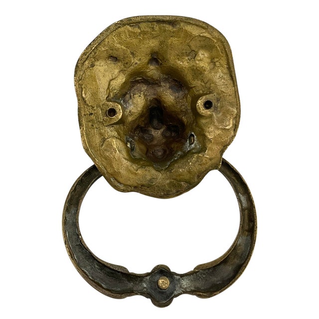 Brass Antique English Brass Lion Door Knocker For Sale - Image 8 of 9
