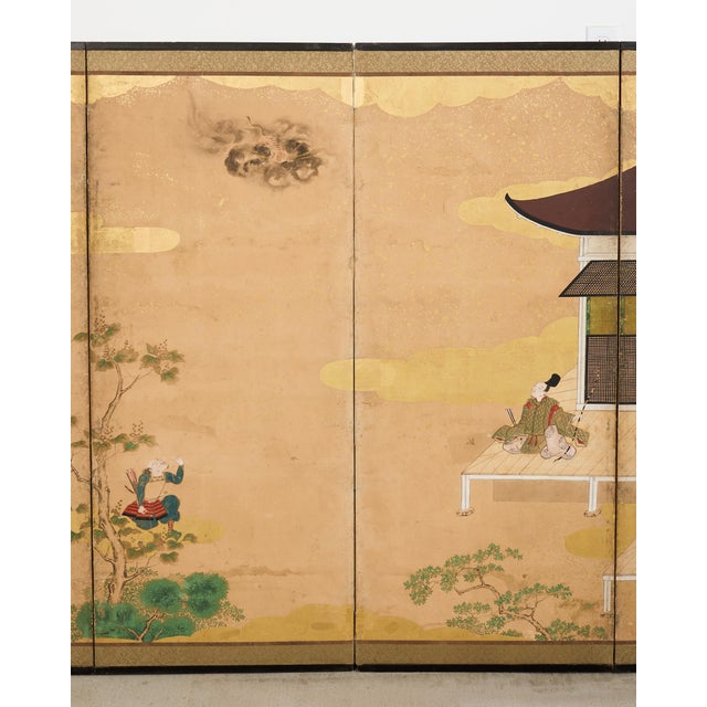 Pair Japanese Edo Six Panel Screens Legend of Minamoto For Sale - Image 11 of 18