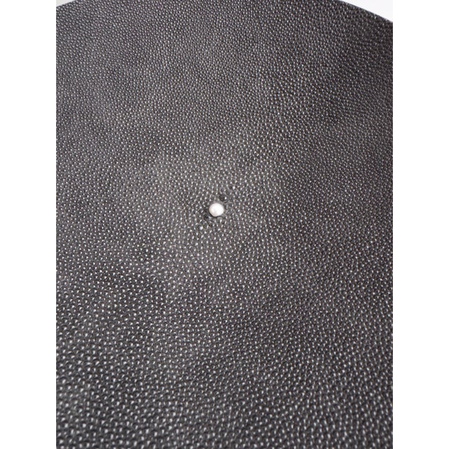 Contemporary Late 20th Century Signed Copper and Black Stingray Shagreen Vide Poche Bowl With Pearl For Sale - Image 3 of 8