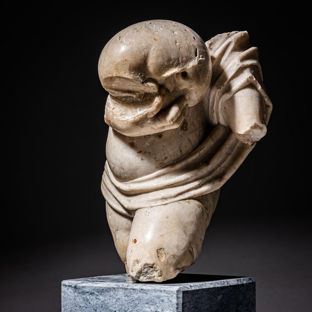 Fragment of a Bacchant with Wineskin, 17th-18th Century, Marble For Sale - Image 6 of 7