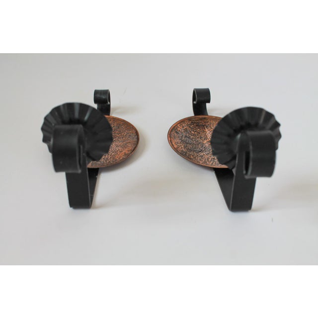 Vintage Pair of Copper and Metal Candle Wall Sconces For Sale - Image 9 of 10