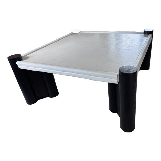 Attributed Bradley Samson Pilaster Coffee Table in Cement & Ebony Ash For Sale