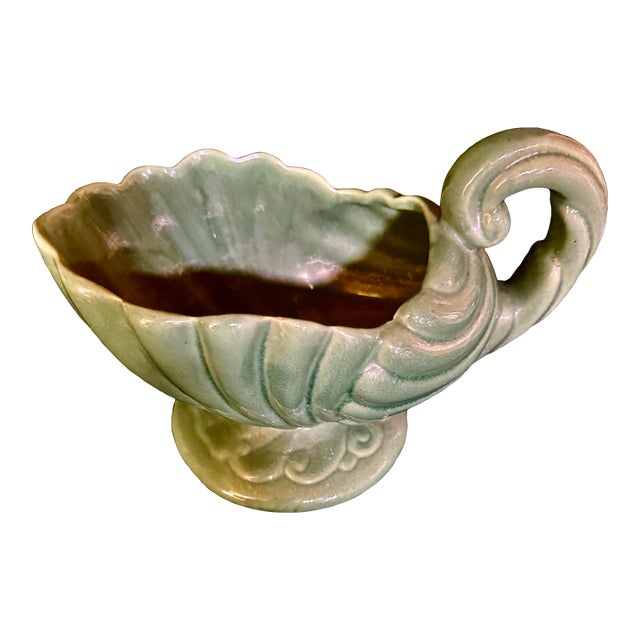 Mid 20th Century Green Cornucopia Planter For Sale