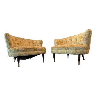 Pair of 1960s Mid-Century Modern Kagan Style Channel Backed Chairs For Sale