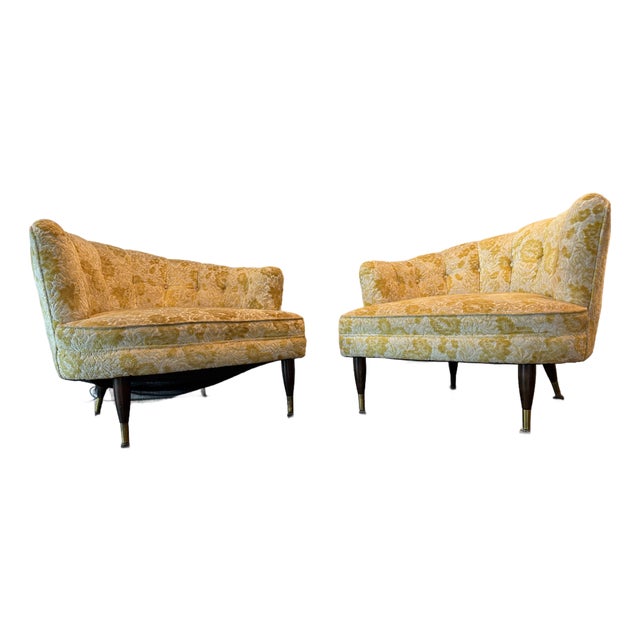 Pair of 1960s Mid-Century Modern Kagan Style Channel Backed Chairs For Sale