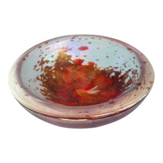 Dino Martens for Aureliano Toso Murano Iridescent Orange Bowl, With Label For Sale