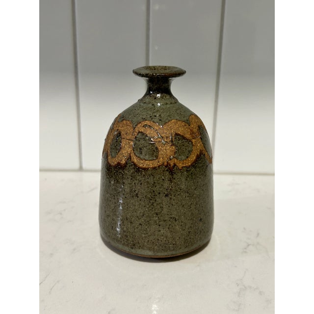 Green Wabi-Sabi Styled Studio Ceramic For Sale - Image 8 of 9