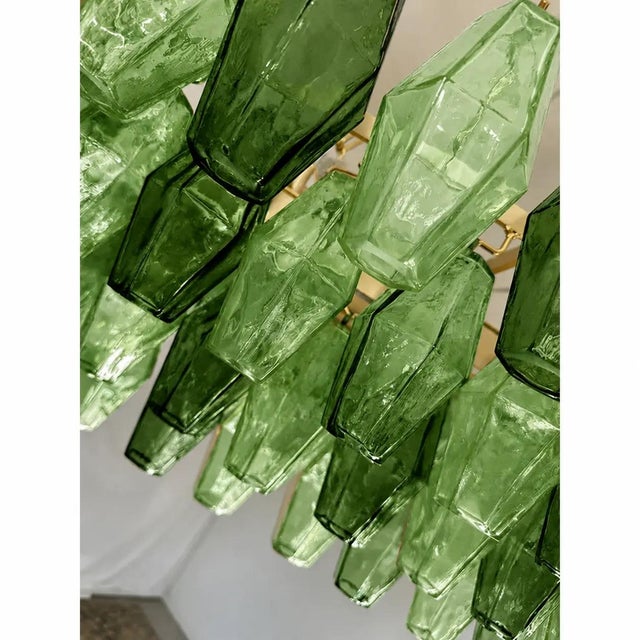 Light and Dark Green Poliedri Murano Glass Chandelier by Simoeng for Simoeng For Sale - Image 11 of 12