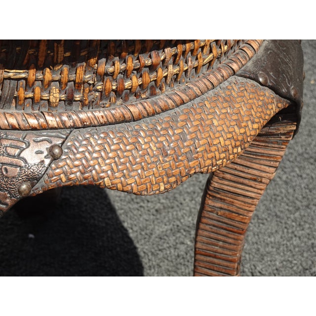 Vintage Mid Century Wicker End Table Side Table For Sale - Image 15 of 16