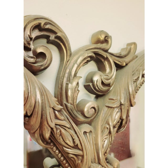 Gold Vintage Oval Ornate Triple Hollywood Regency Triptych Glamour Wall Mirror For Sale - Image 8 of 10