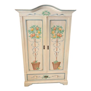 1970s Vintage Hand Painted French Provincial Armoire For Sale