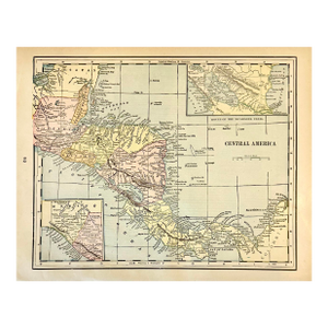Central America (Aspinwall & Nicaragua), Original Map by Cram, 1889