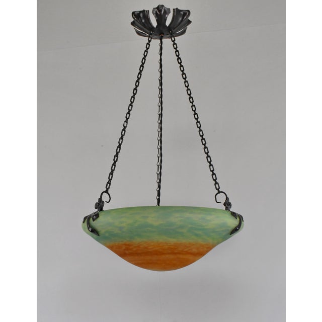 1920s French Art Deco Pendant Light by Daum & Majorelle - 1925 Chandelier France For Sale - Image 5 of 13