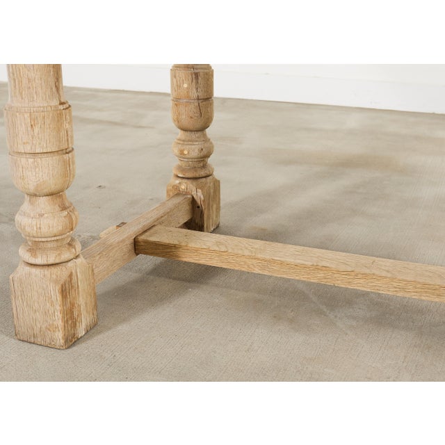 20th Century Country French Bleached Oak Trestle Dining Table For Sale - Image 13 of 18