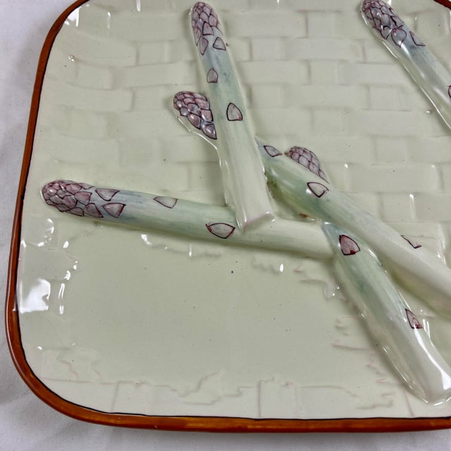 Émile Gallé St Clément Art Nouveau Trompe l'Oeil French Asparagus Plate, 1870 For Sale In Philadelphia - Image 6 of 13