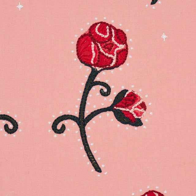 SAMPLE - Schumacher X Backdrop Rhinestone Cowboy Embroidery Fabric In Pink For Sale