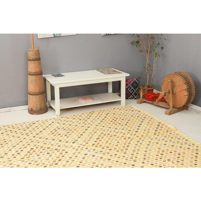 Mid 20th Century Mid 20th Century Yellow Vintage Turkish Kilim Rug For Sale In Los Angeles - Image 6 of 7