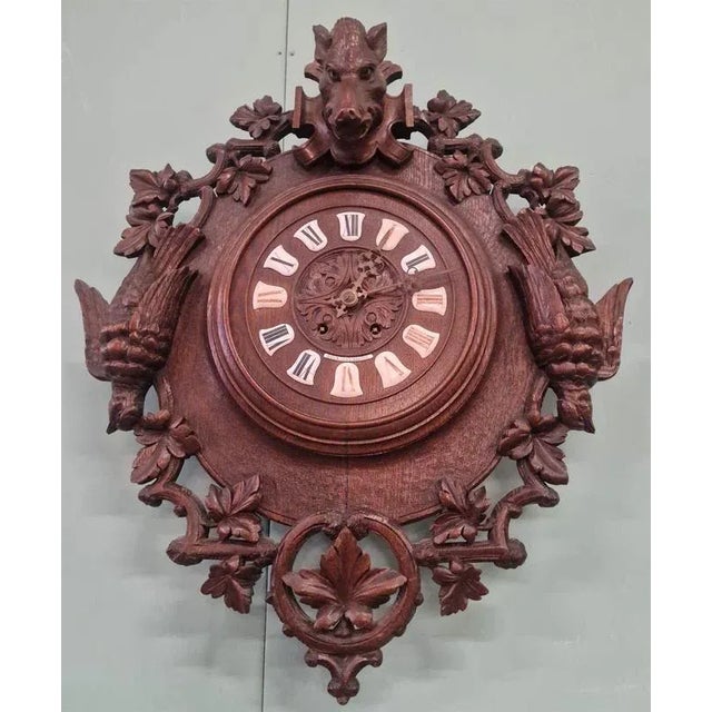 Baroque Hunter Style Wall Clock in Oak For Sale - Image 3 of 8