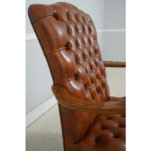 Georgian Tufted Leather Carved Arm Chair For Sale - Image 17 of 18