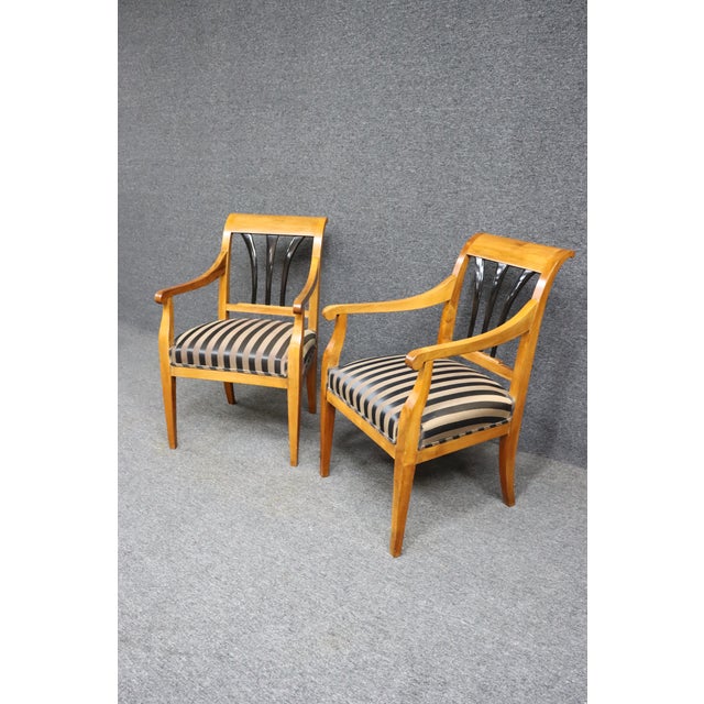 Biedermeier Biedermeier Style Walnut & Ebonized Chairs/Pair For Sale - Image 3 of 10