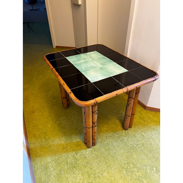 Black Bamboo Side Table attributed to Audoux & Minet, France, 1950 For Sale - Image 8 of 10