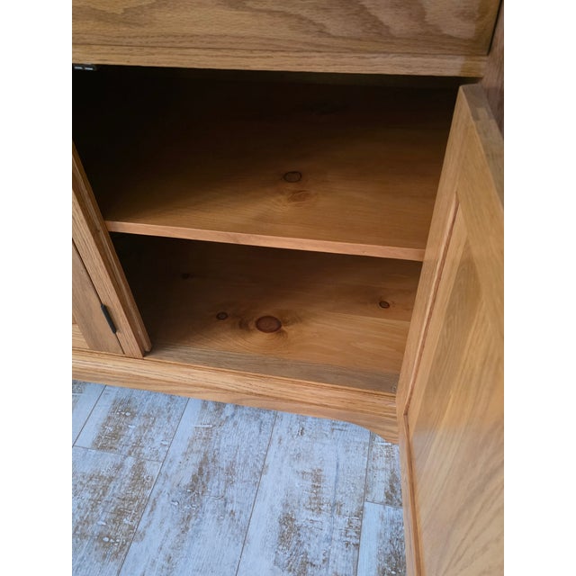 Hunt Country Oak Hutch & Buffet Cabinet For Sale - Image 11 of 12