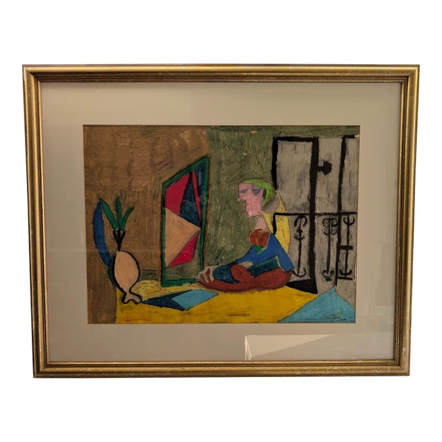 Rene After Picasso Framed Acrylic Painting Art on Canvas For Sale