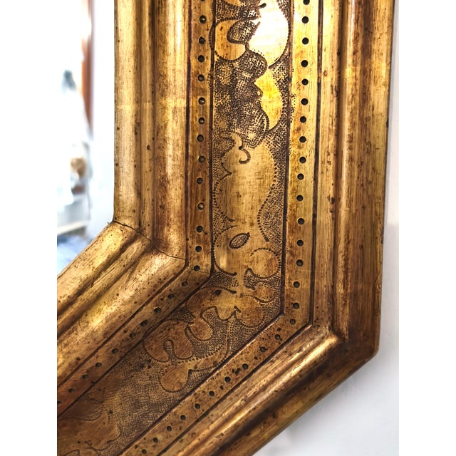 Italian Gilded Leaf Mirror with Bullion Decoration, 1950s For Sale - Image 6 of 8