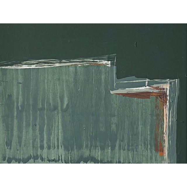 Contemporary “Cabin Fern" Green Abstract Art in Antique Frame, Transitional Living Room Art by JTS For Sale - Image 3 of 10