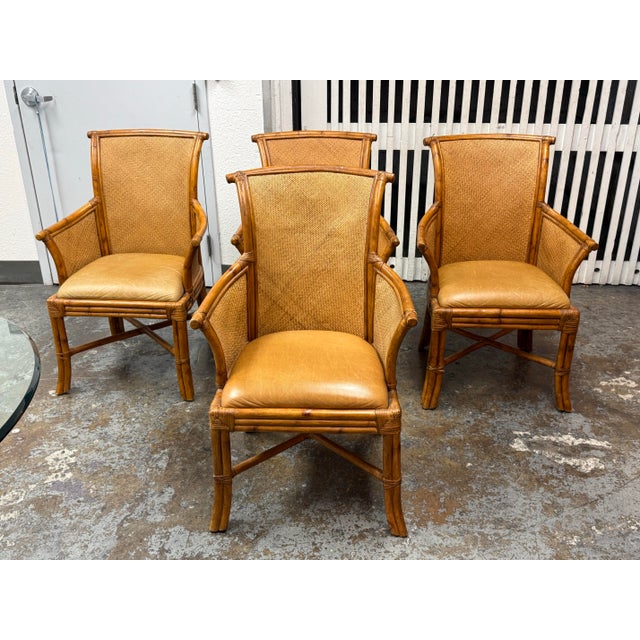Wood Bassett Furniture Rattan + Glass Dining Set, Vintage For Sale - Image 7 of 12