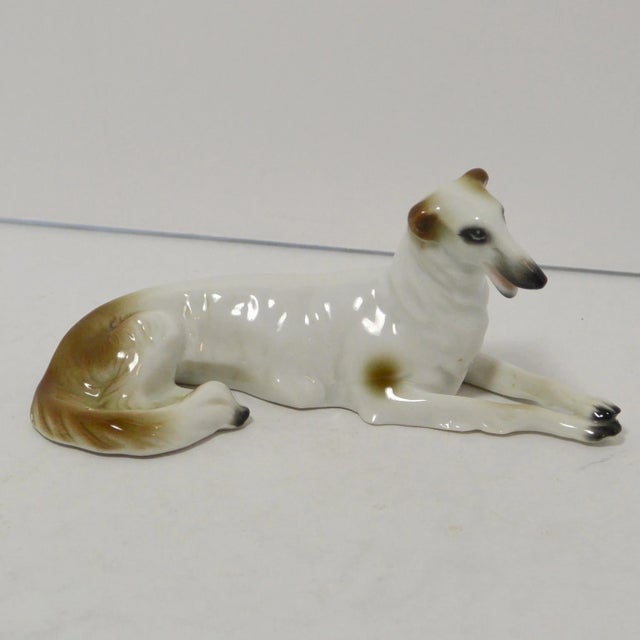 Art Deco 1920s Sitzendorf Porcelain Borzoi Figurine, Antique Dog, Art Deco Borzoi Dog Figurine For Sale - Image 3 of 9