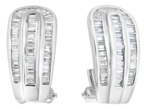 Baguette Diamond Earrings 1.38cttw 18k White Gold, 2 Pieces
