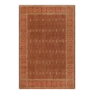 1990s Oriental Ziegler Brown Rust Hand-Knotted Wool Rug - 8'11'' X 11'9''